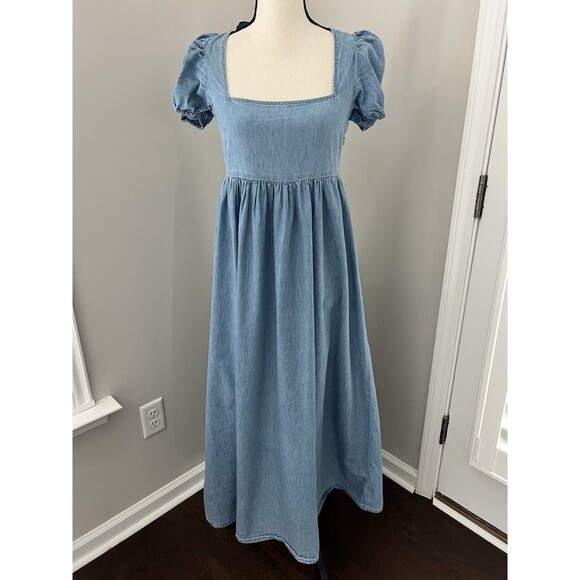 ASOS Dresses & Skirts - ASOS Soft Denim Babydoll Midi Dress Cotton Size 4 EUC